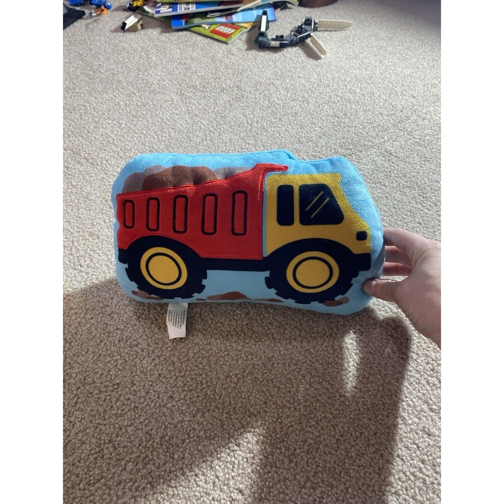 Construction Dump Truck Plush Small Decorative Pillow Boy Blue